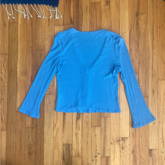 Reformation Blue Ribbed Button-Down Top - Picture 3 of 4
